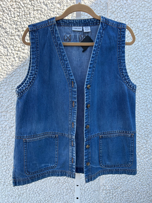 Long Denim Vest With Pockets (M)