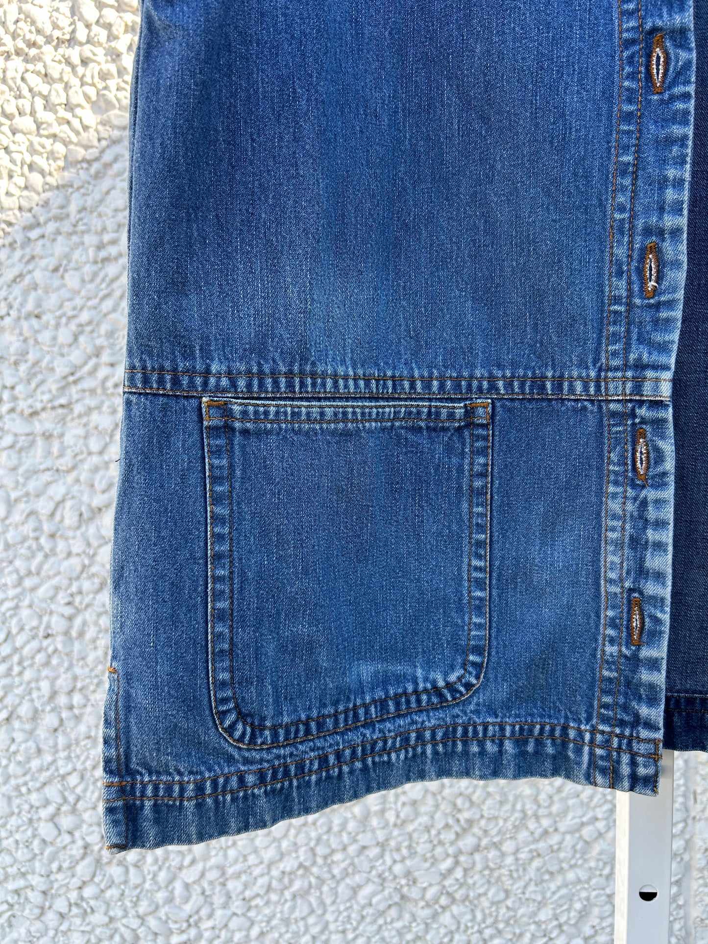 Long Denim Vest With Pockets (M)