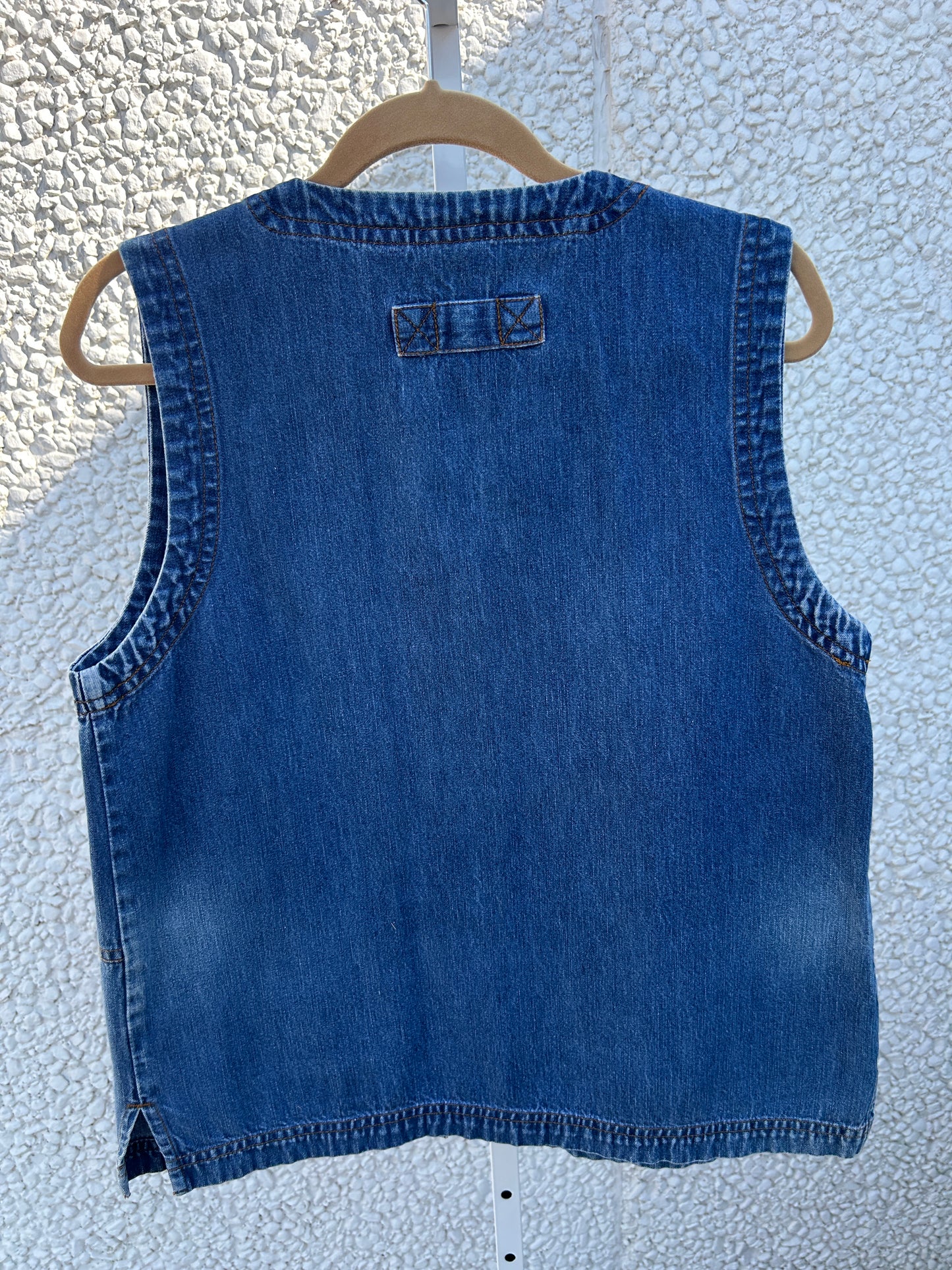 Long Denim Vest With Pockets (M)