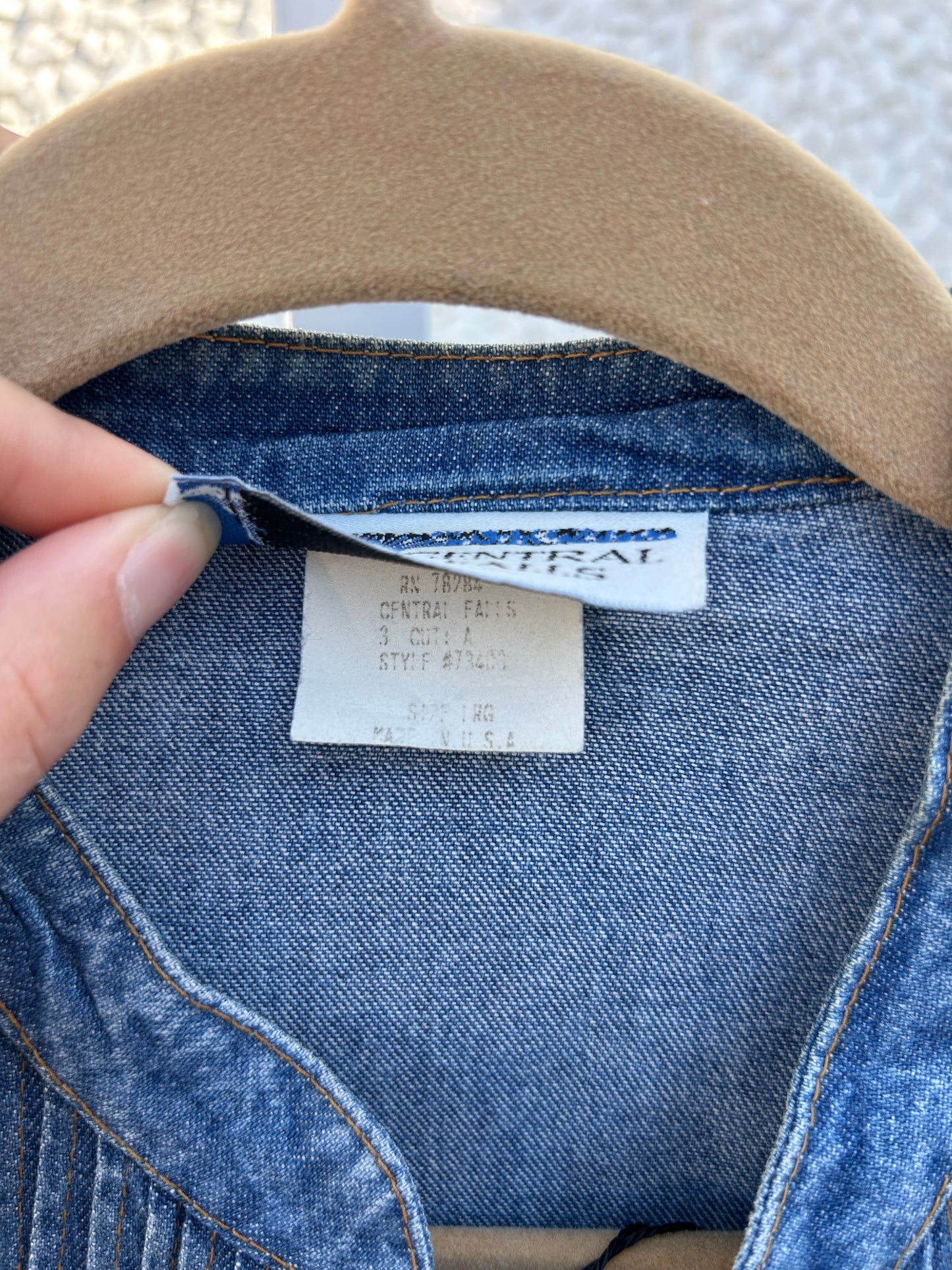 Ribbed Accent Denim Vest (L)