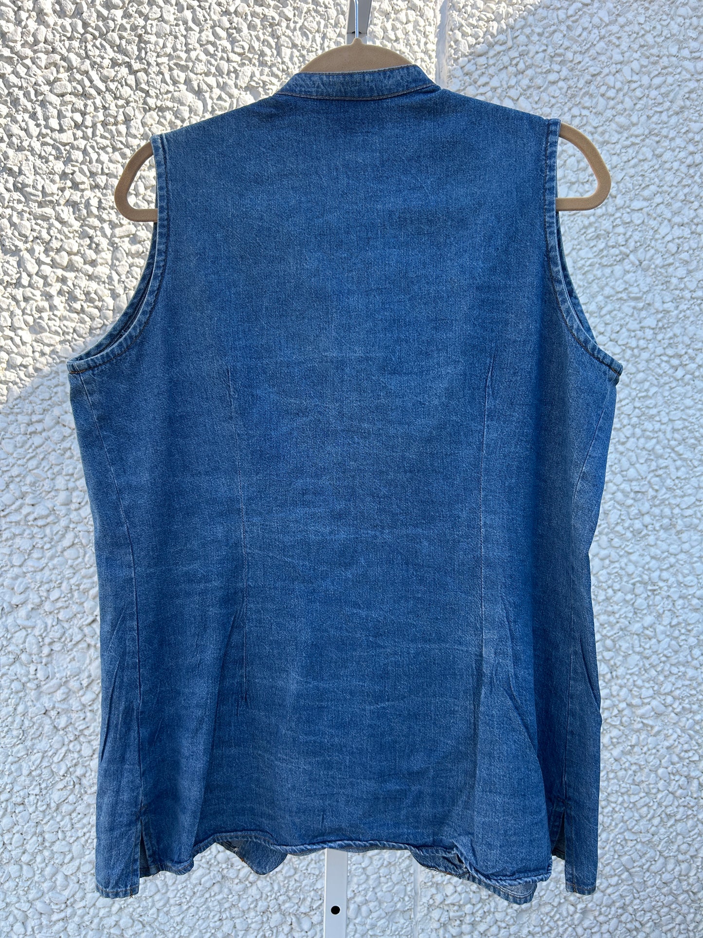 Ribbed Accent Denim Vest (L)