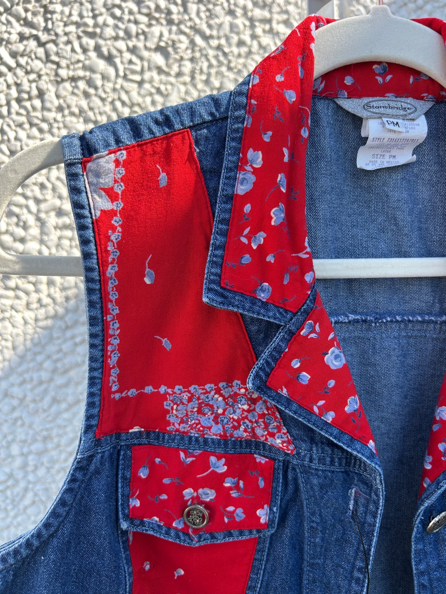 Floral Red Handkerchief Denim Vest (PM)