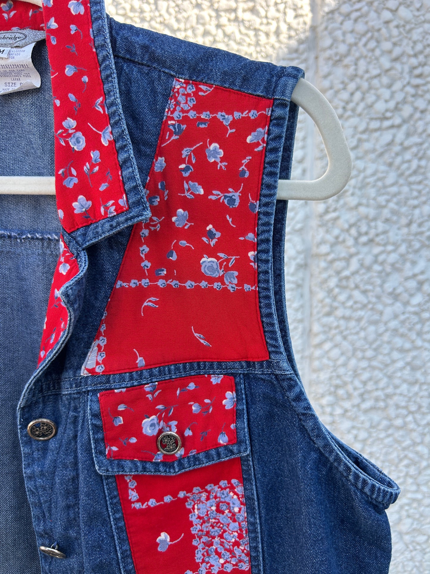 Floral Red Handkerchief Denim Vest (PM)