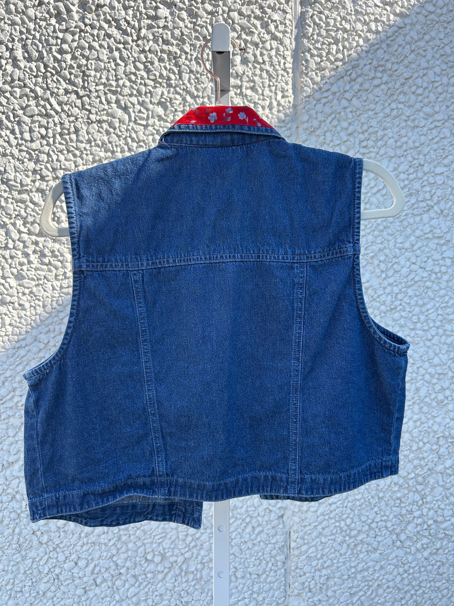 Floral Red Handkerchief Denim Vest (PM)