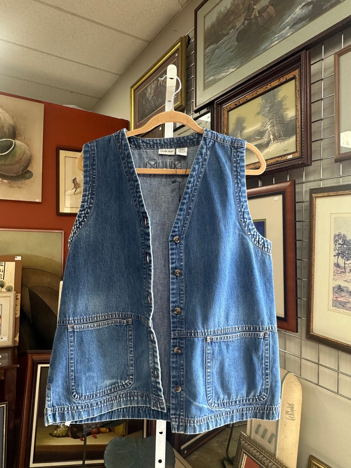 Vintage Denim Fisherman Vest (M/L)