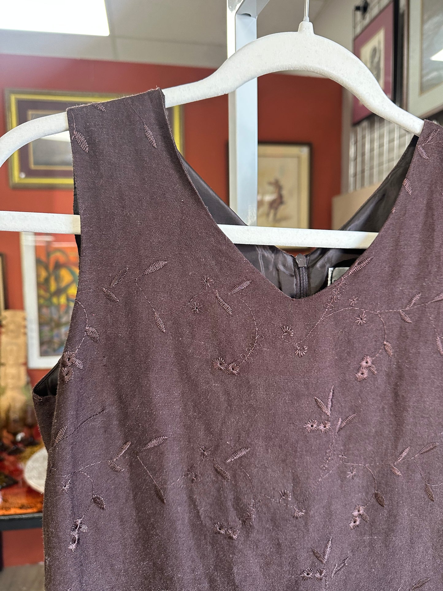 Vintage Brown Embroidered Jumper Mini (XS/S)