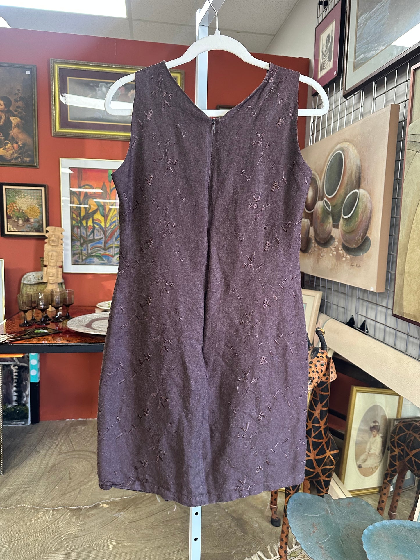 Vintage Brown Embroidered Jumper Mini (XS/S)