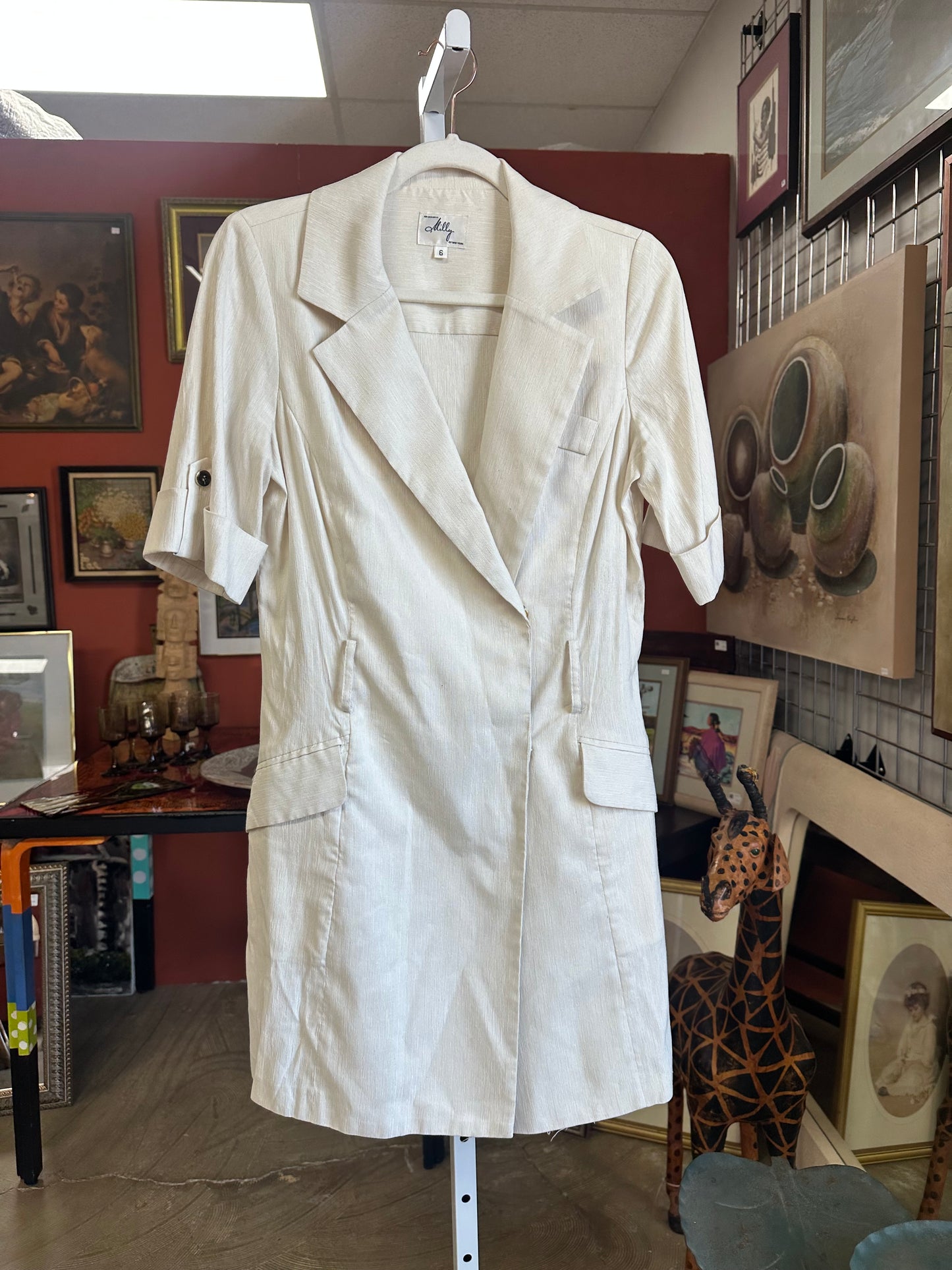 Vintage Cream Silk Blazer Mini (XS/S)