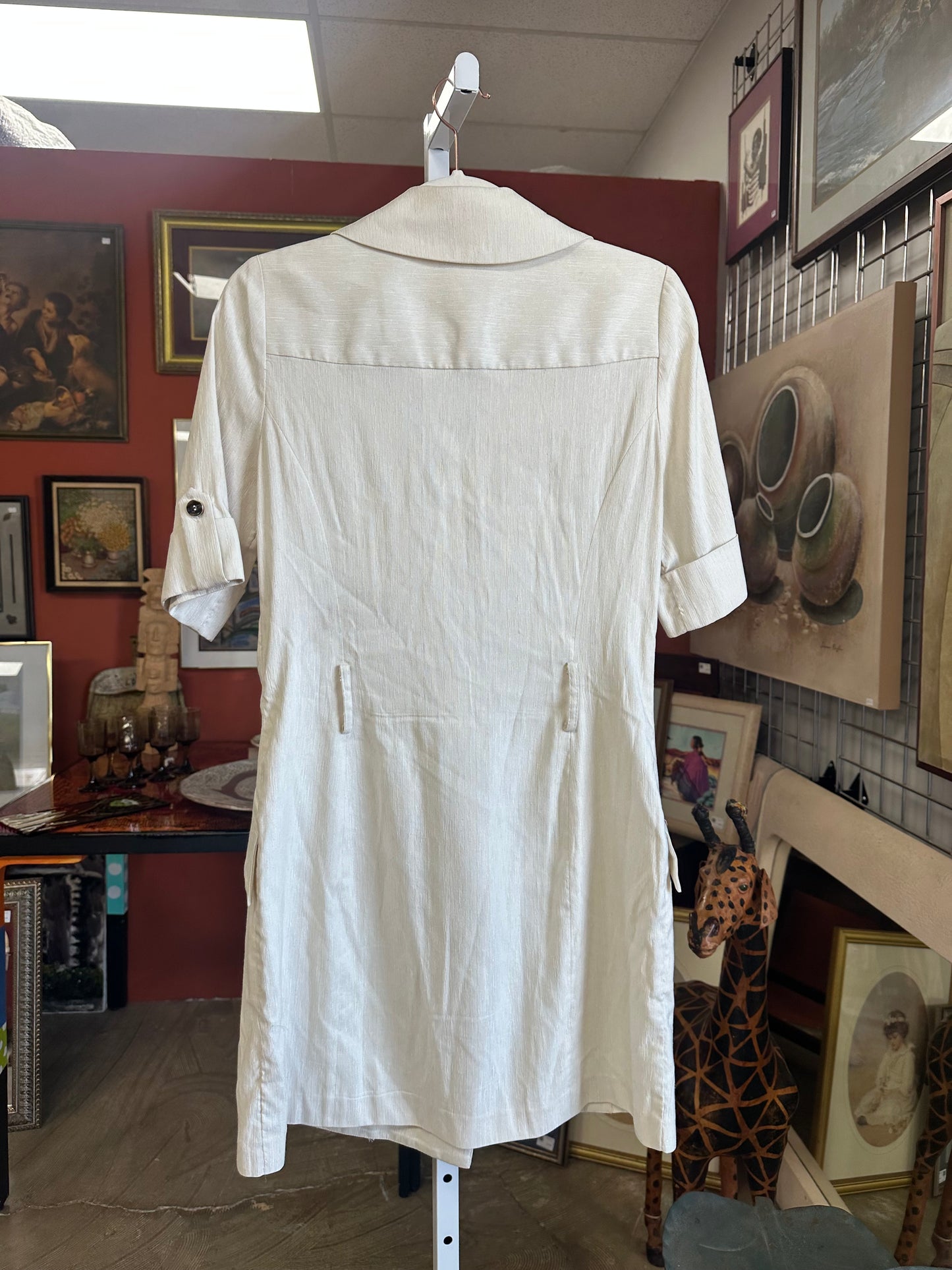 Vintage Cream Silk Blazer Mini (XS/S)