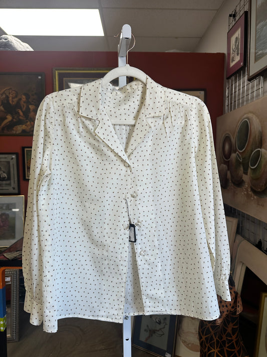 Vintage Cream Dot Blouse (XS/S)