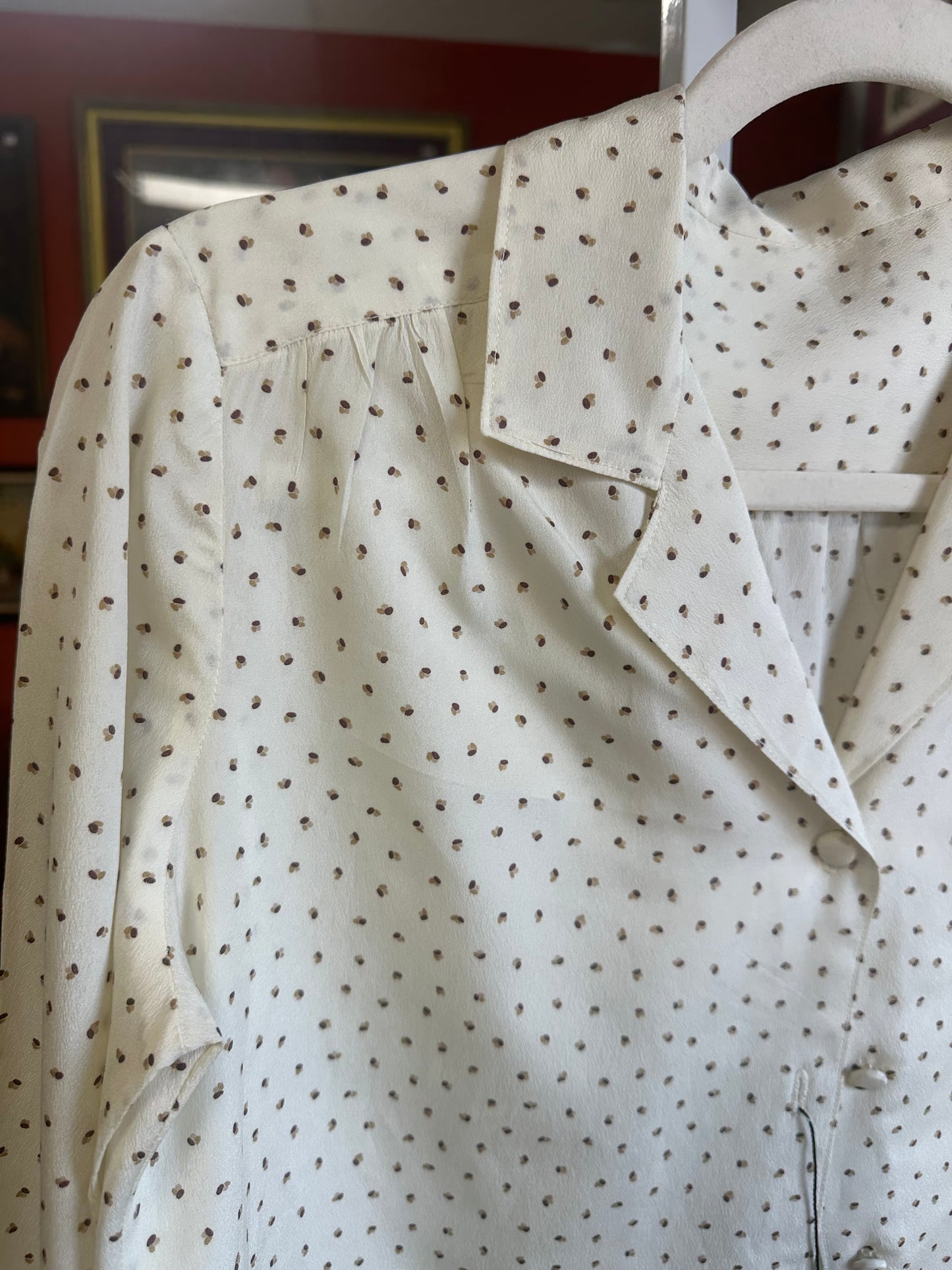 Vintage Cream Dot Blouse (XS/S)