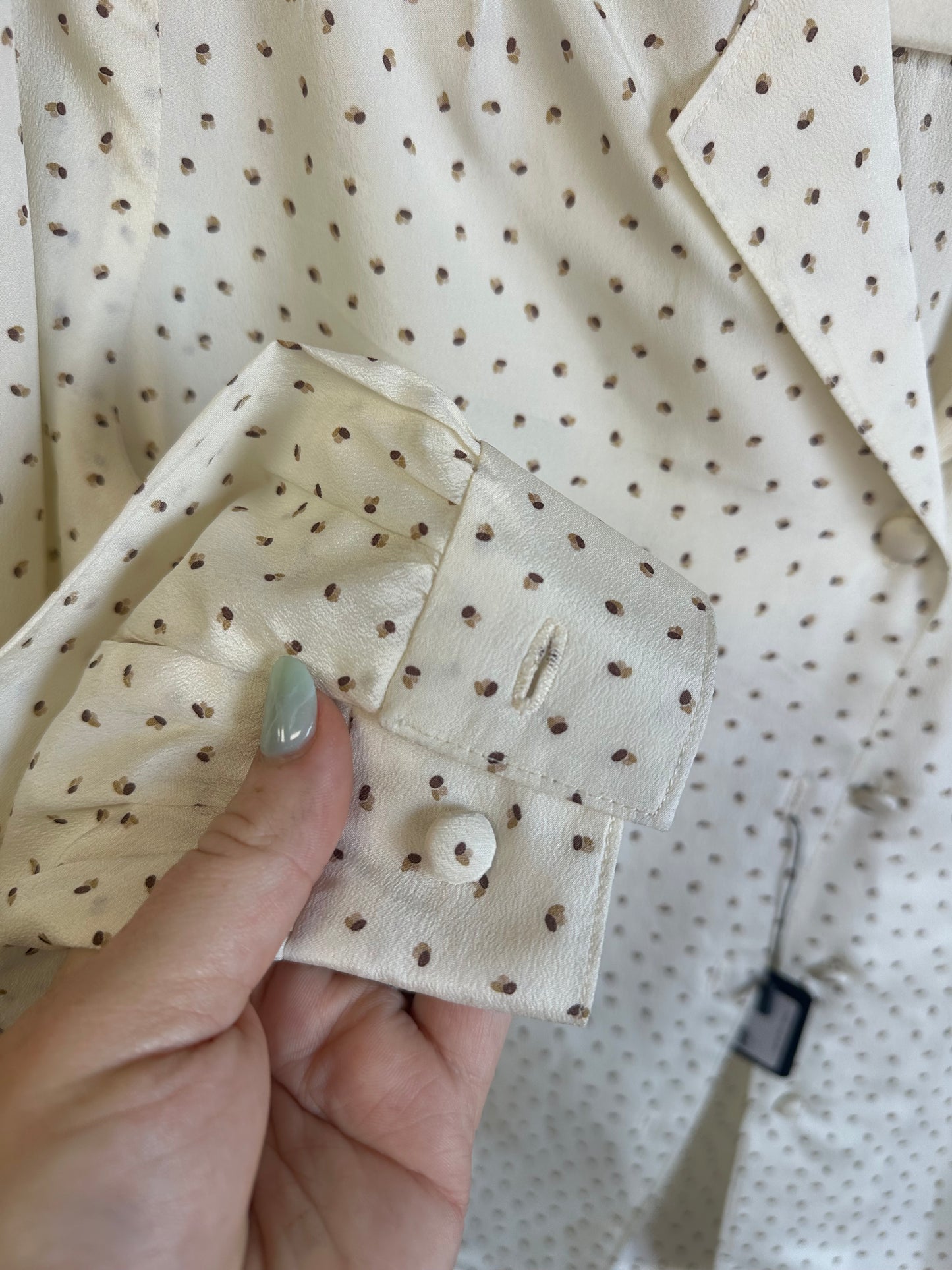 Vintage Cream Dot Blouse (XS/S)