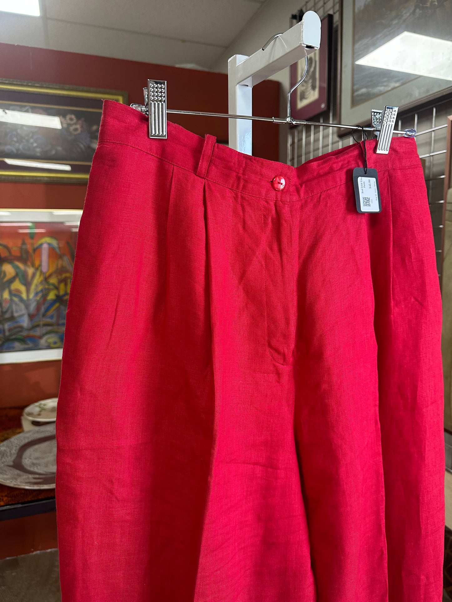 Vintage Red Linen Pants (8/10)