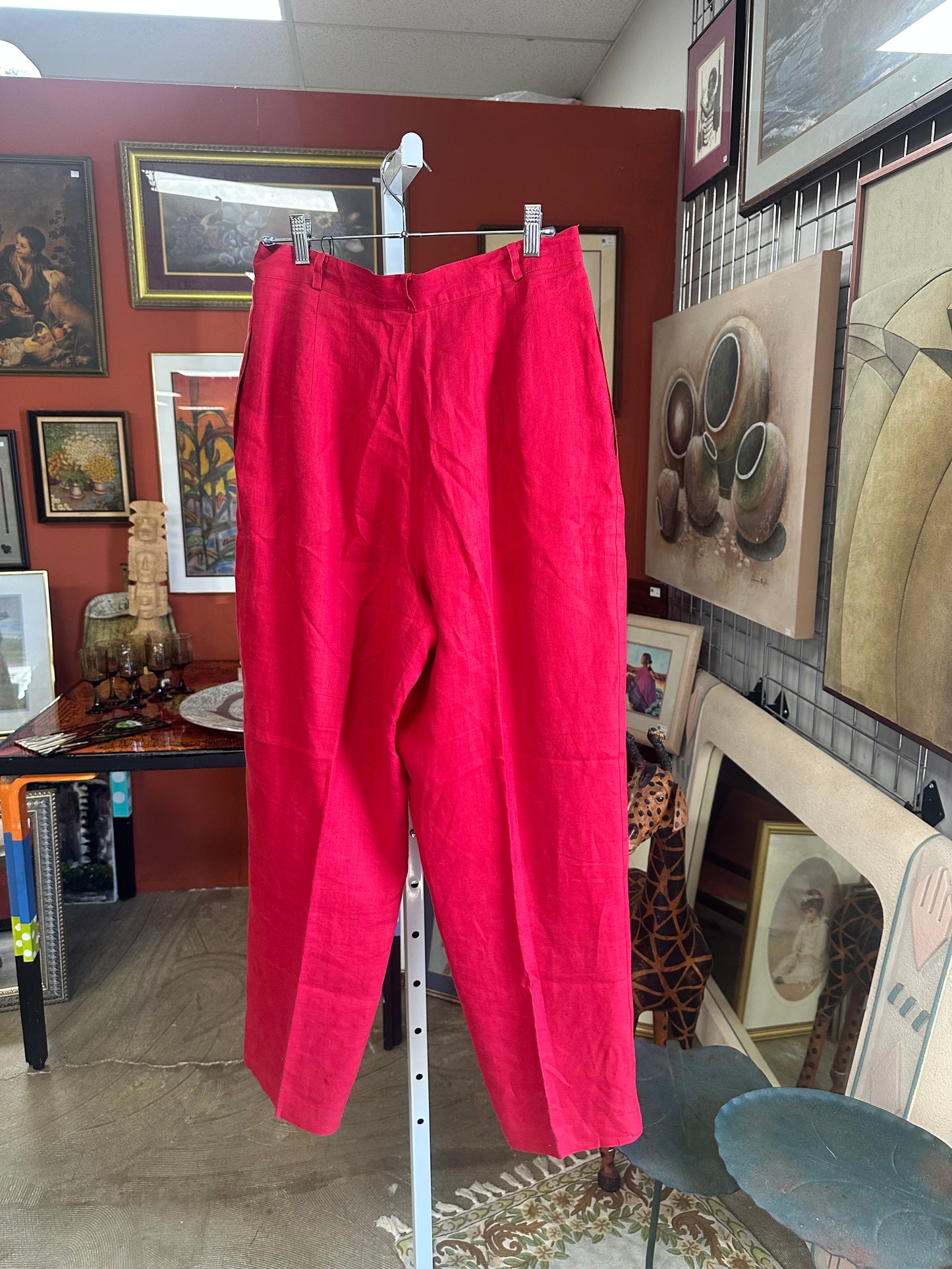 Vintage Red Linen Pants (8/10)